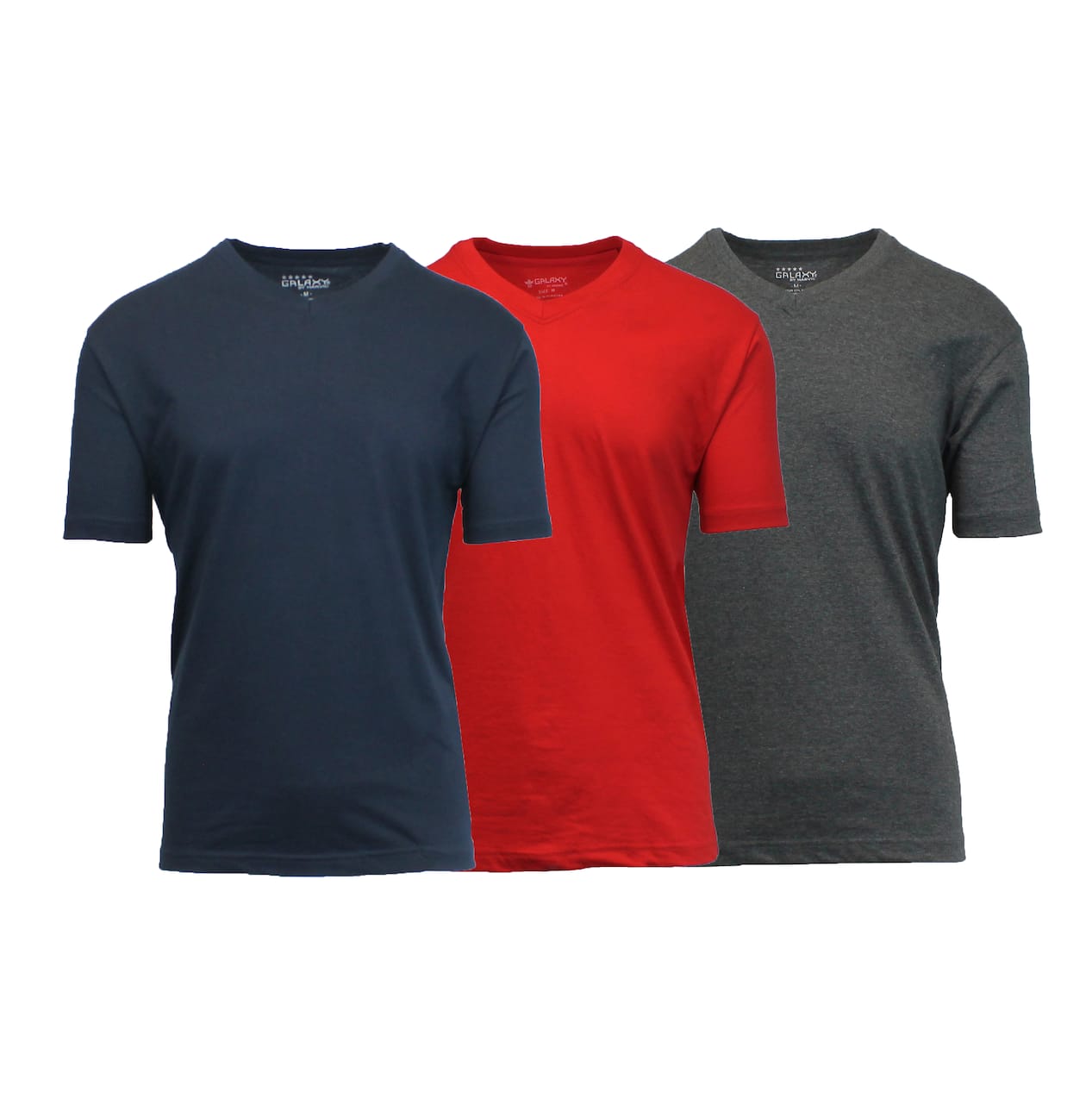 Galaxy by Harvic Men's Short Sleeve V-Neck T-Shirt 3 Pack